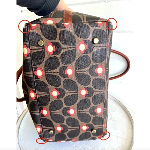 ORLA KIELY Large Coated Canvas Satchel Tote Bag with Leather Handles - Picture 4 of 16